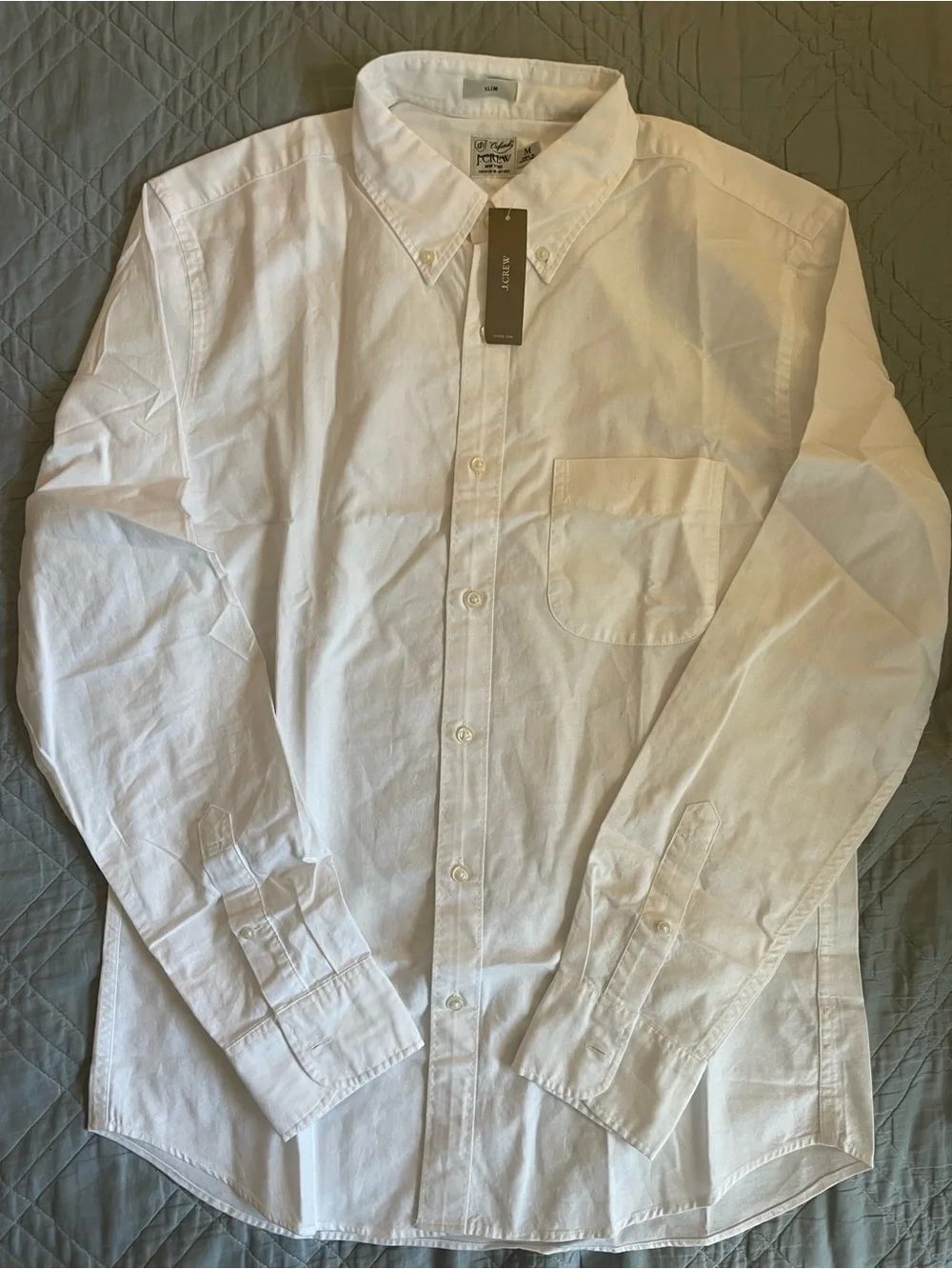 J. Crew Slim Broken-in organic cotton oxford shirt in White Size M $98 BG421